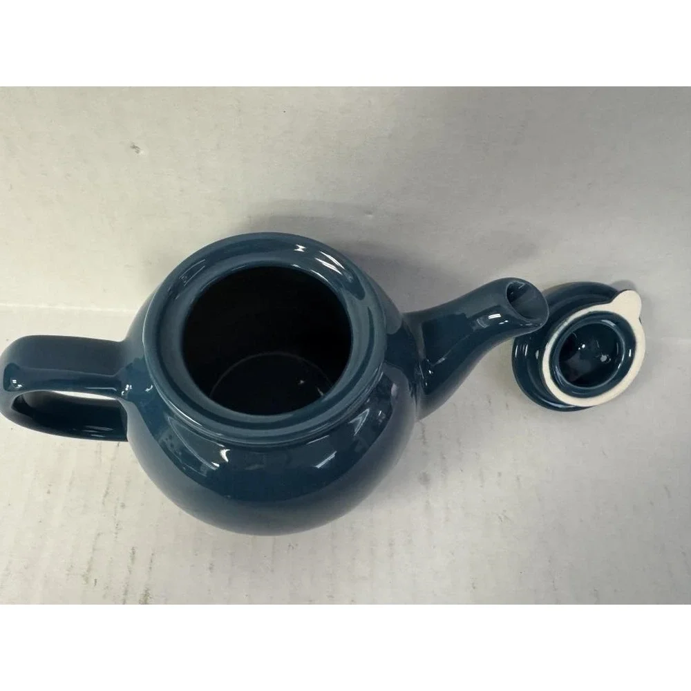 Deep‎ Teal Blue Ceramic Teapot Glossy Glazed Stoneware Tea Pot with Lid